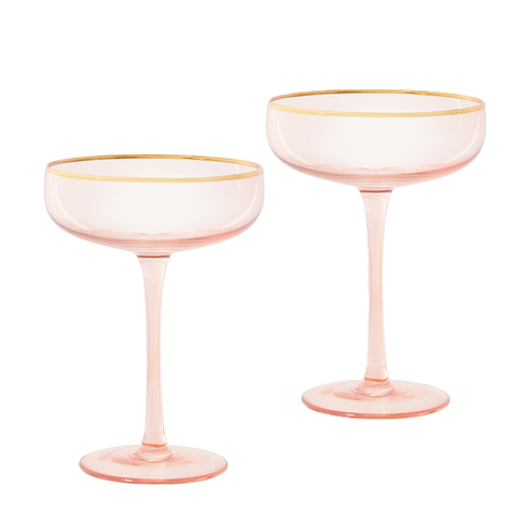 Coupe Glasses Crystal Rose Set of 2