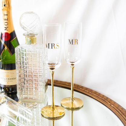 Champagne Flutes Crystal MR & MRS - Set of 2