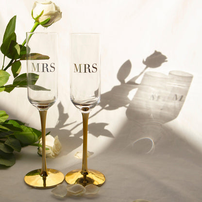 Champagne Flutes Crystal MR & MRS - Set of 2