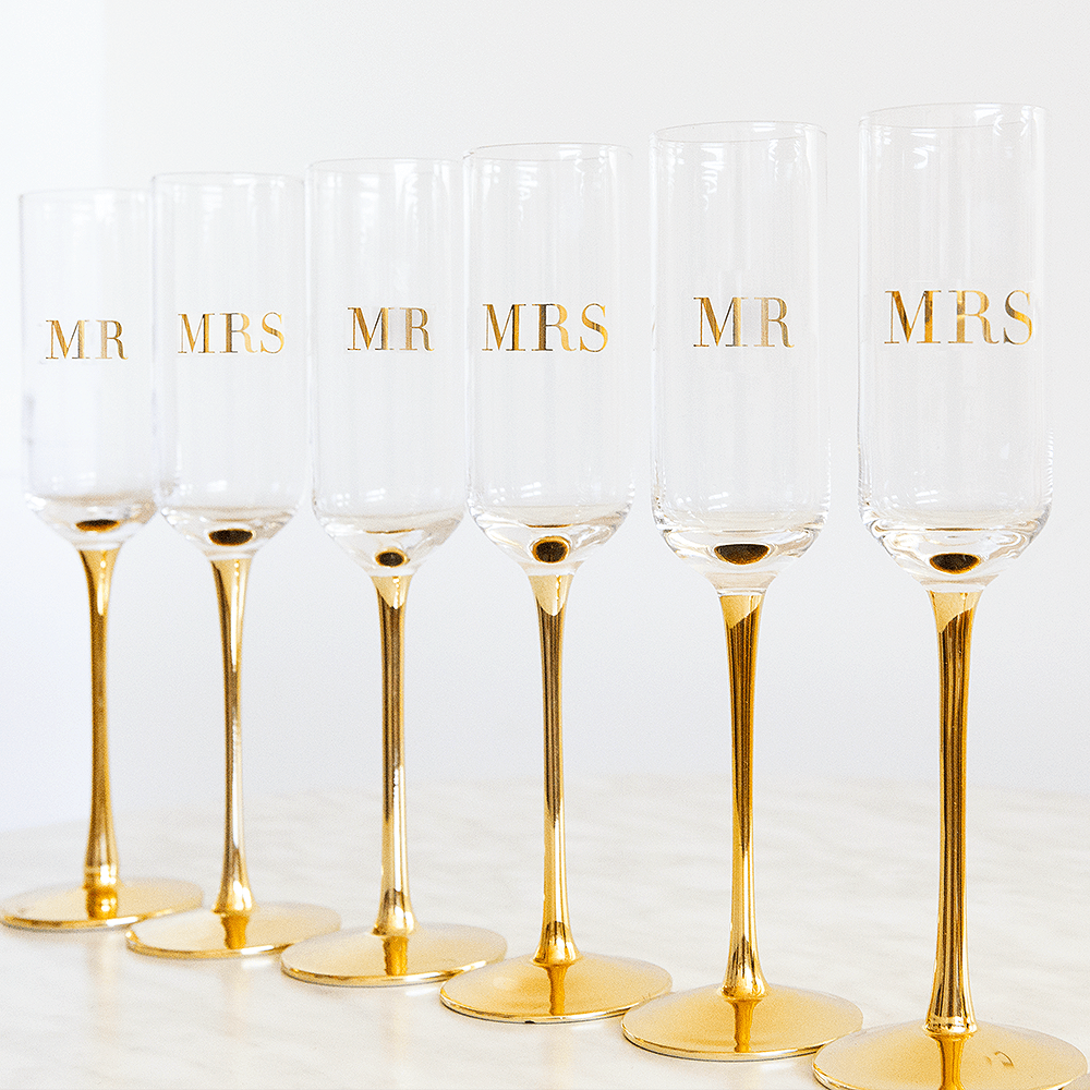 Champagne Flutes Crystal MR & MRS - Set of 2