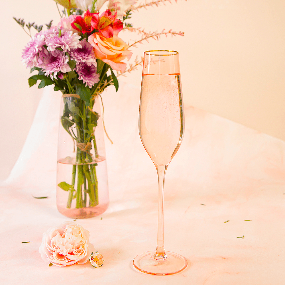 Champagne Flute Rose Crystal - Set of 2