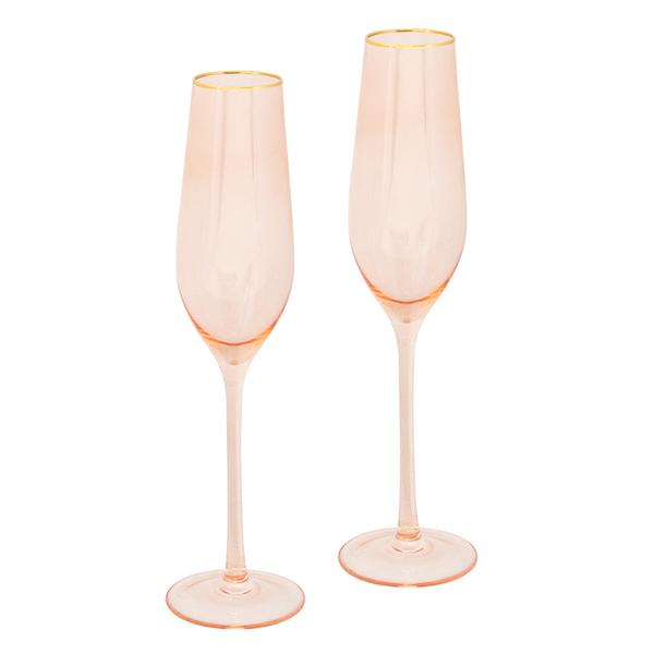 Champagne Flute Rose Crystal - Set of 2