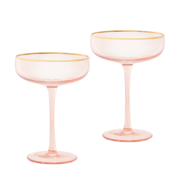 Coupe Glasses Crystal Rose Set of 2